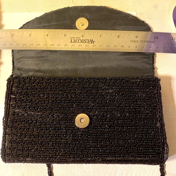 Vintage Beaded Evening Clutch Bag Black - Picture 5 of 8